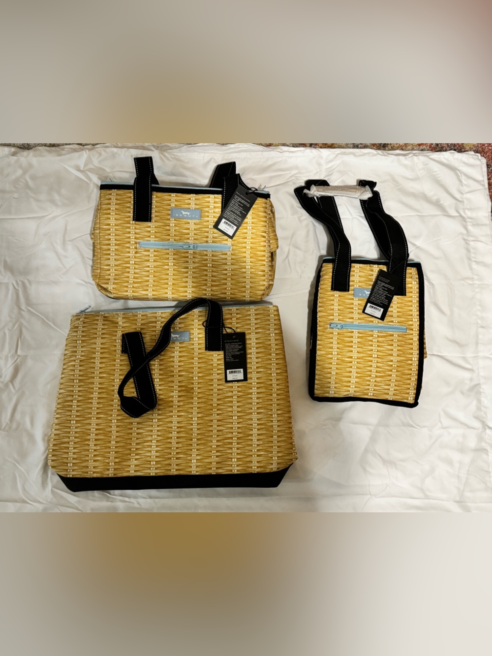 Scout Yellow Woven Tote and Bags with Black Trim